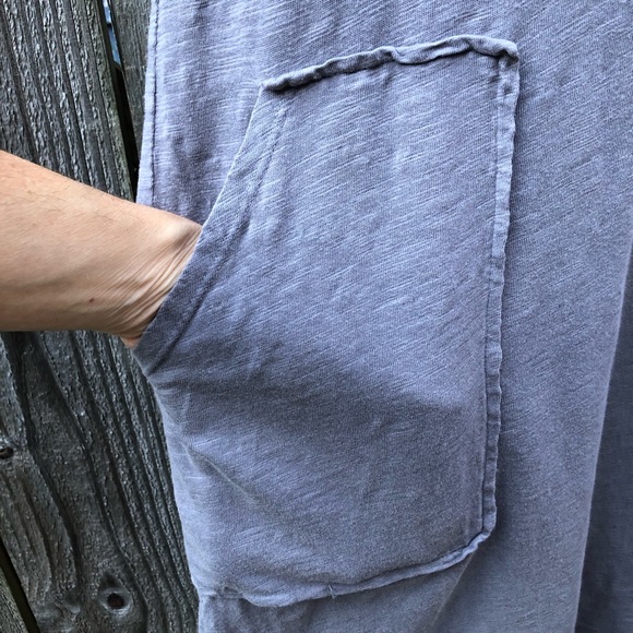 Mododoc 100% Cotton Shirt Dress Size L Gray Exposed Pockets Lagenlook - Picture 6 of 11